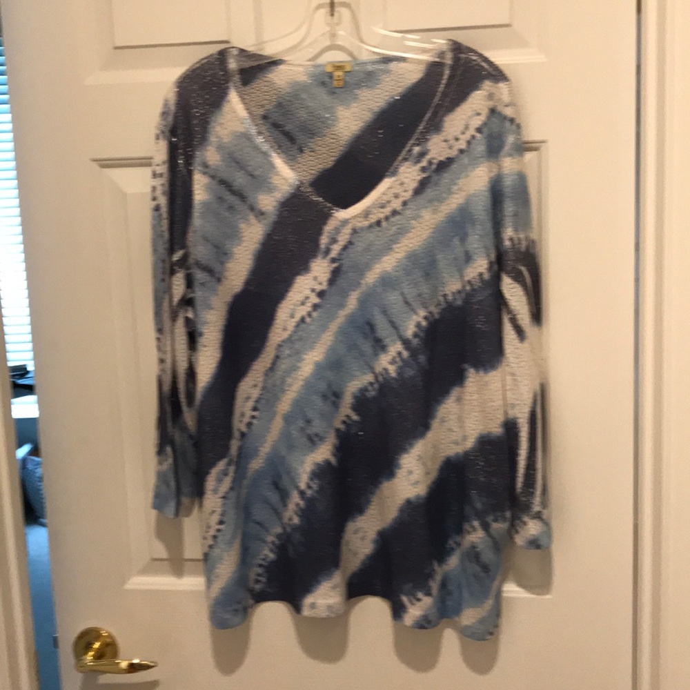 Blue and white lightweight sweater